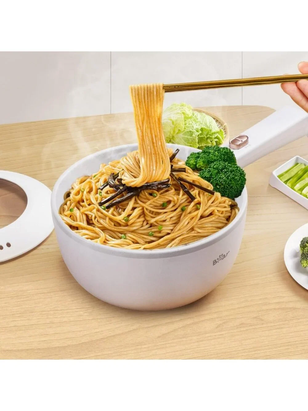 Multifunctional 2L Electric Hot Pot, Non-Stick Cooking Pot for Noodles, Ramen